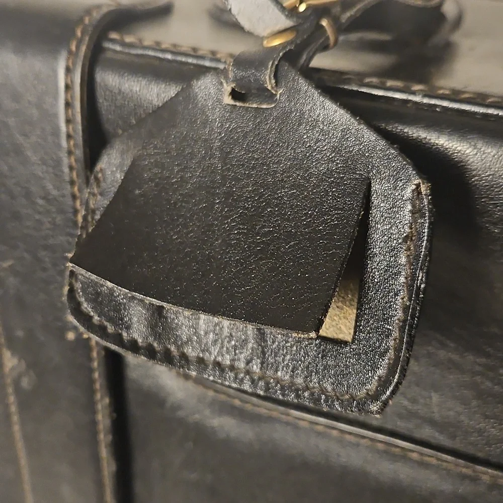 Vintage Principe Black Leather Briefcase Suitcase Luggage Buisness Bag